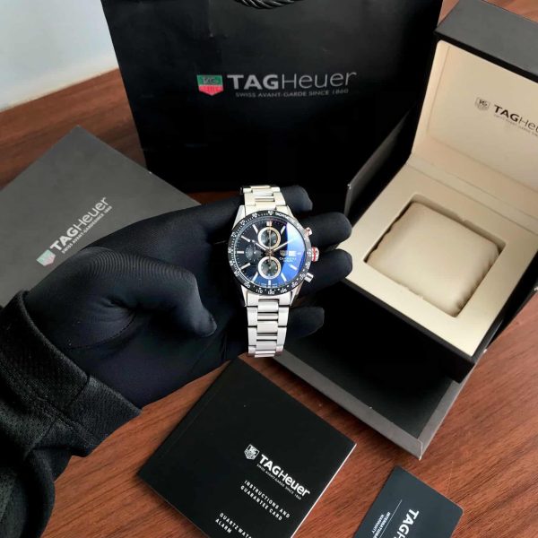 Tag Heuer Calibre 16 Silver Black Dial Japanese Quartz Chronograph Mens Watch firstcopy