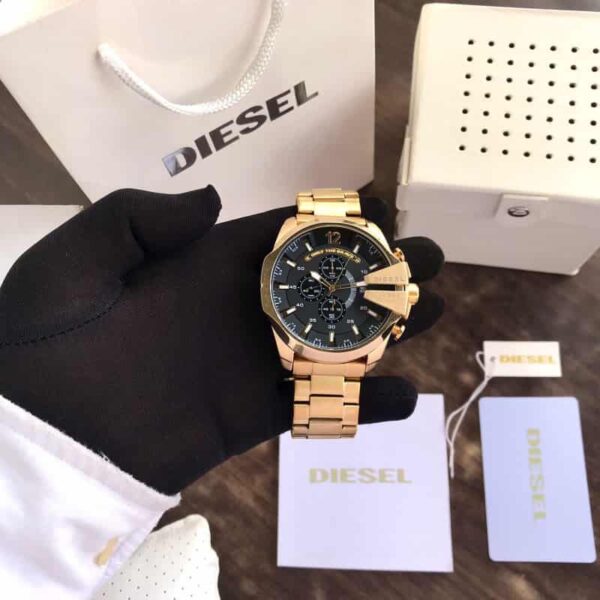 Diesel Mega Chief firstcopy Full Gold & Black Dial Chronograph Men’s Watch