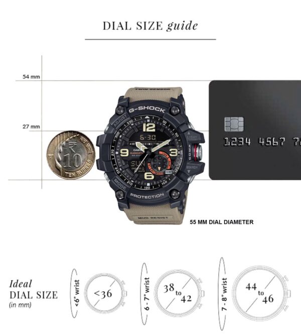 Casio G-Shock firstcopy Mudmaster GG-1000-1A5DR Black Analog-Digital Brown Strap Men’s Watch