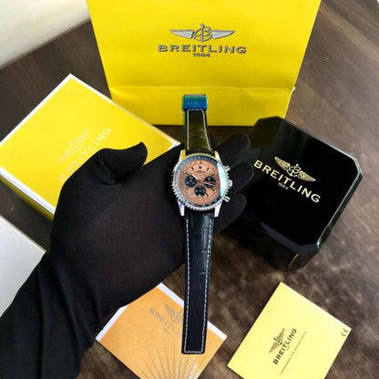 Breitling Navitimer B01 Firstcopy Brown Dial Black Leather Chronograph Men's Watch