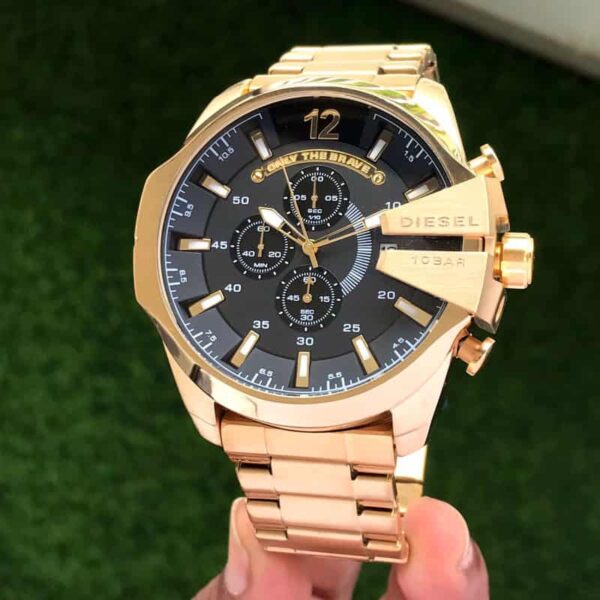 Diesel Mega Chief firstcopy Full Gold & Black Dial Chronograph Men’s Watch