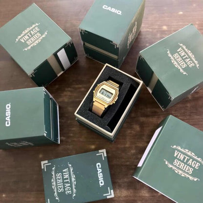 Casio Vintage firstcopy A700WM-7ADF Gold Digital Dial Mesh Band Watch