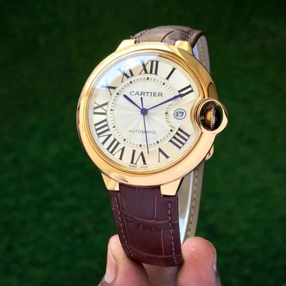 Cartier Ballon Bleu firstcopy Japanese Automatic White Dial Brown Belt Men’s Watch