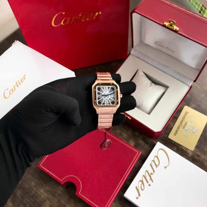Cartier Santos De firstcopy Skeleton RoseGold Automatic Men’s Watch