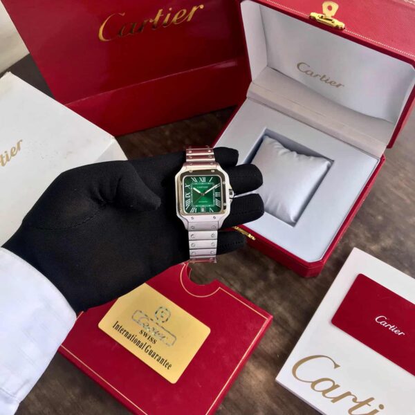 Cartier De Santos firstcopy Medium Model Green Dial Stainless Steel Automatic Men’s Watch