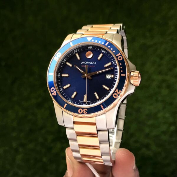 Movado Series 800 firstcopy Two Tone Blue Dial Stainless Steel Men’s Watch