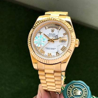Rolex Datejust 41 Yellow Gold Tone White Dial Jubilee Chain Japanese Automatic Mens Watch firstcopy