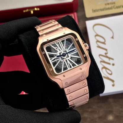 Cartier Santos De firstcopy Skeleton RoseGold Automatic Men’s Watch