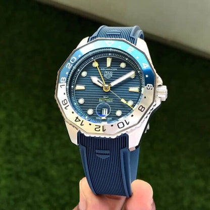 Tag Heuer Aquaracer Professional 300 GMT Blue Fiber Strap Automatic Mens Watch firstcopy