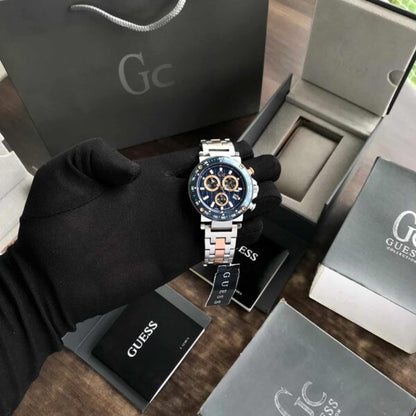 GC Heren Horloge firstcopy Y81003G7MF Stainless Steel Blue Dial Swiss Quartz Chronograph Men’s Watch