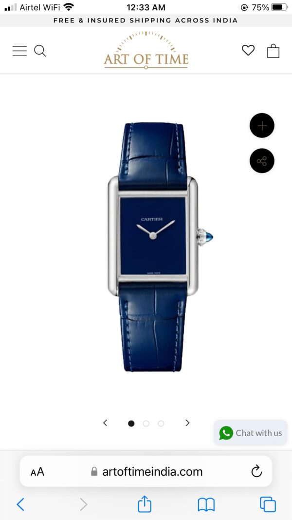 Cartier Tank Must firstcopy Japanese Premium Medium Silver Blue Unisex Watch