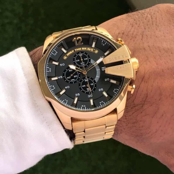 Diesel Mega Chief firstcopy Full Gold & Black Dial Chronograph Men’s Watch