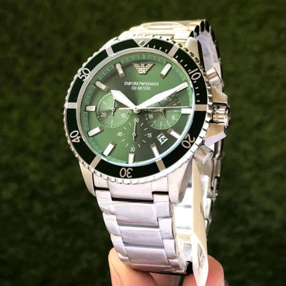 Emporio Armani AR11500 Firstcopy Green Dial Stainless Steel Chronograph Men's Watch