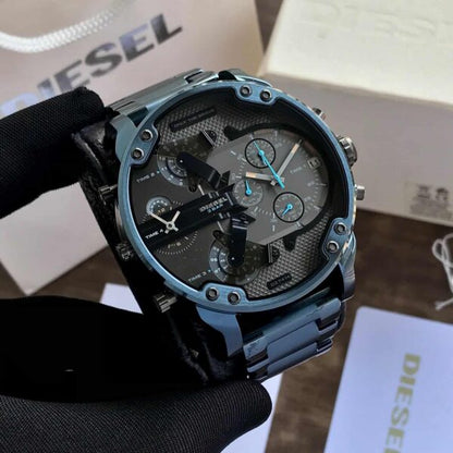 Diesel Big Daddy firstcopy DZ7414 Stainless Steel Blue Grey Dial Men’s Watch