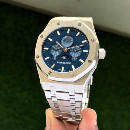 Audemars Piguet Royal Oak 41 Perpetual Calendar Ultra-Thin Silver Blue Dial Automatic Mens Watch