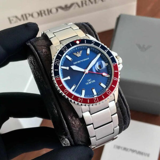 Emporio Armani AR11590 Diver GMT Blue Dial Watch – Premium First Copy for Men