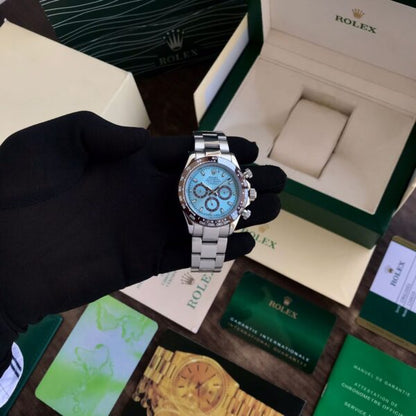 Rolex Daytona Cosmograph Stainless Steel Sky Blue Dial Japanese Automatic Mens Watch firstcopy