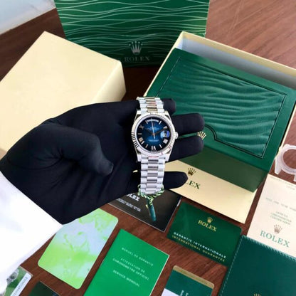 Rolex Day-Date 41 Silver Blue Ombre Dial Swiss ETA Firstcopy Watch