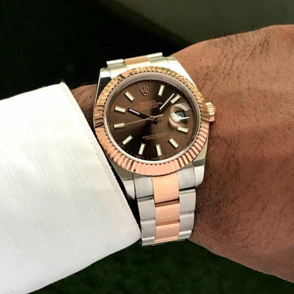 Rolex Datejust 41 Two Tone Chocolate Dial Automatic Mens Watch firstcopy