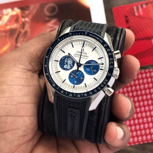 Omega Apollo 50th Anniversary Black Rubber Strap Limited Edition Men's Watch - Watch Studio