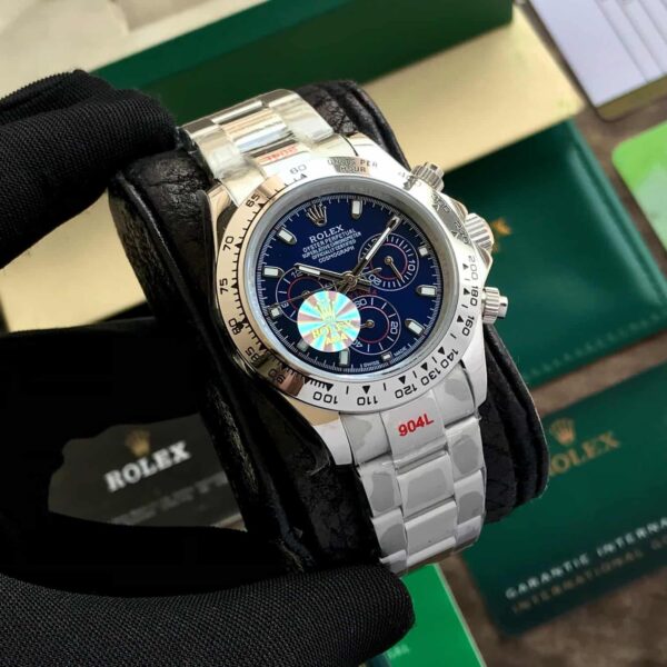 Rolex Cosmograph Daytona Silver Blue Dial Oyster Chain Japanese Automatic Mens Watch firstcopy