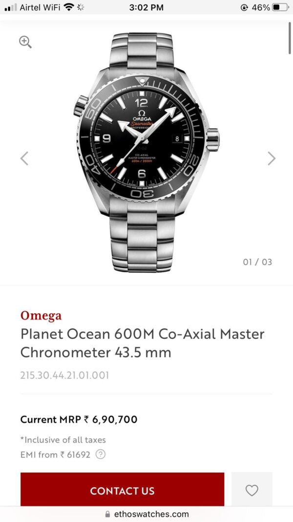 Omega Planet Ocean firstcopy 600M Co-Axial Master Chronometer Men’s Watch