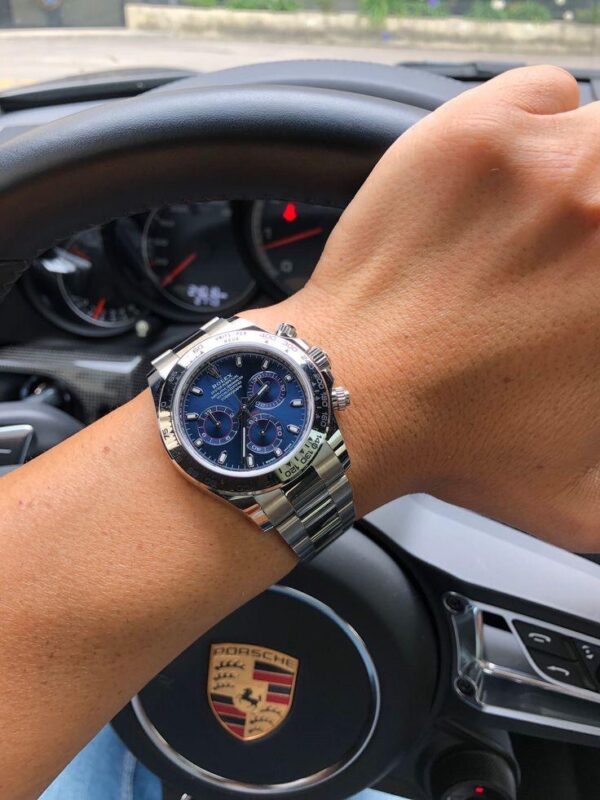 Rolex Cosmograph Daytona Silver Blue Dial Oyster Chain Japanese Automatic Mens Watch firstcopy