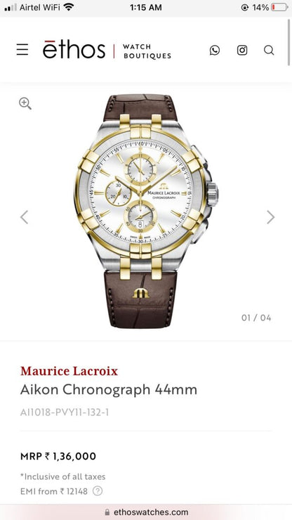 Maurice Lacroix Aikon firstcopy 44mm Chronograph Men’s Watch