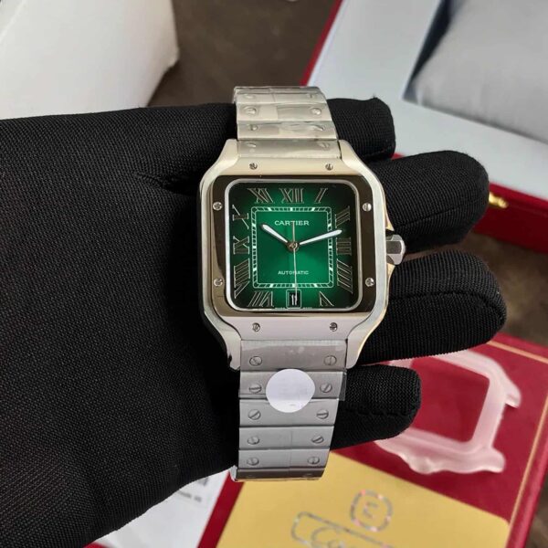 Cartier De Santos firstcopy Silver Green Dial Swiss ETA Movement Men’s Watch