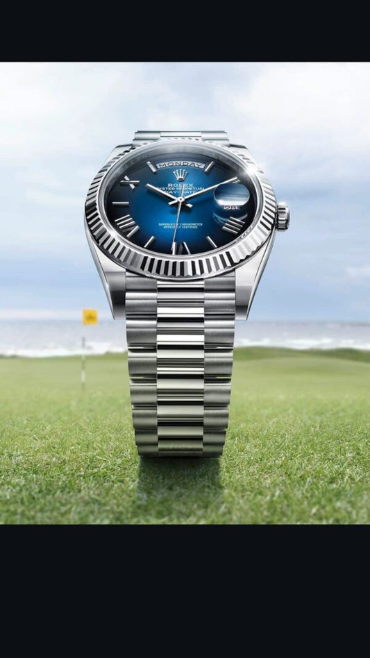 Rolex Day-Date 41 Silver Blue Ombre Dial Swiss ETA Firstcopy Watch
