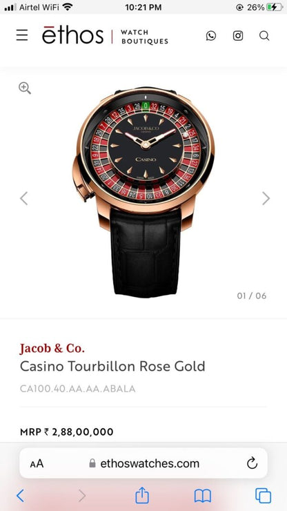 Jacob & Co Casino Tourbillon Rose Gold Men’s Sports Firstcopy Replica ETA Watch