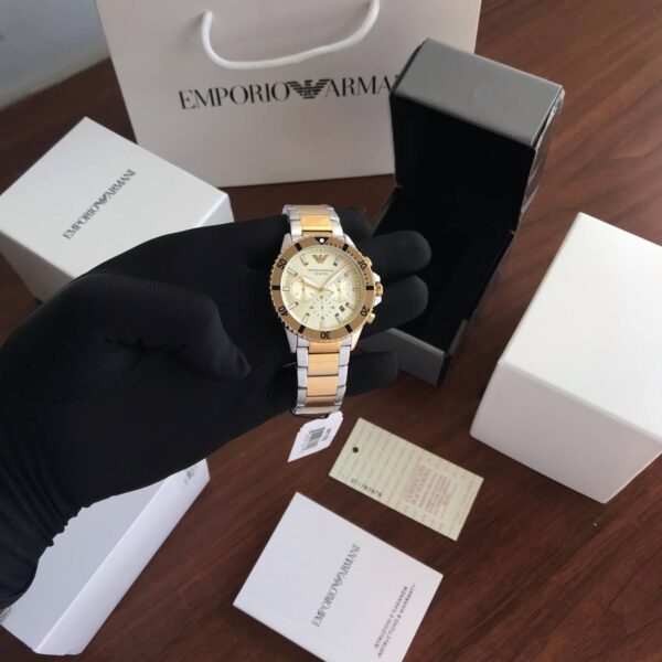 Emporio Armani AR11606 Firstcopy Yellow Gold Dial Chronograph Men's Watch
