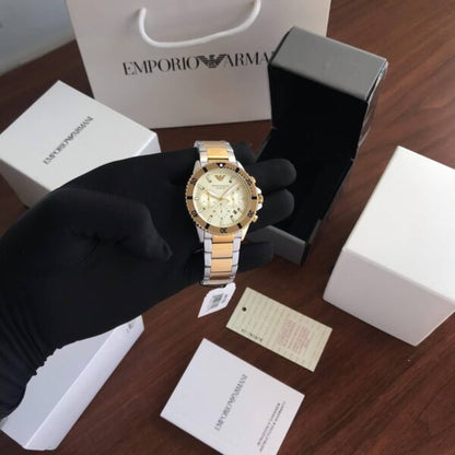 Emporio Armani AR11606 Firstcopy Yellow Gold Dial Chronograph Men's Watch