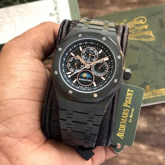 Audemars Piguet Perpetual Calendar Open Worked Full Black Automatic Mens Watch - Watch Studio