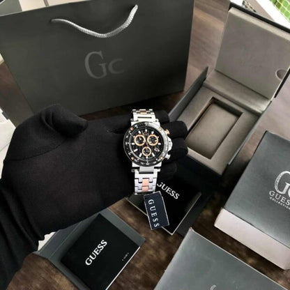 GC Heren Horloge firstcopy Y81003G7MF Stainless Steel Black Dial Swiss Quartz Chronograph Men’s Watch