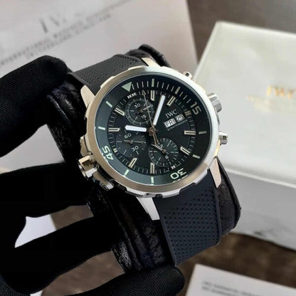 IWC Aquatimer Chronograph Day Date firstcopy Black Dial Black Belt Men’s Watch