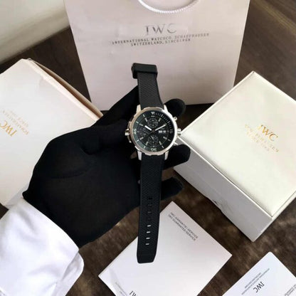 IWC Aquatimer Chronograph Day Date firstcopy Black Dial Black Belt Men’s Watch