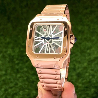 Cartier Santos De firstcopy Skeleton RoseGold Automatic Men’s Watch