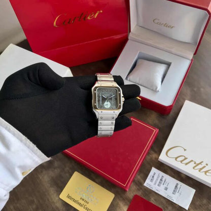 Cartier De Santos firstcopy Stainless Steel Grey Dial Dual Time Premium Automatic Men’s Watch