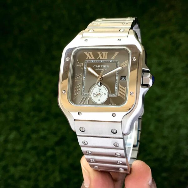 Cartier De Santos firstcopy Stainless Steel Grey Dial Dual Time Premium Automatic Men’s Watch