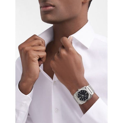 Bvlgari Octo Finissimo Firstcopy Silver Black Swiss ETA Automatic Slim Men's Watch