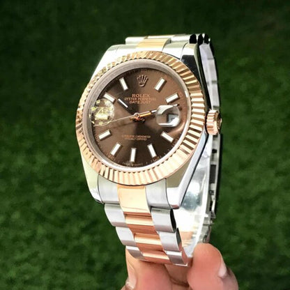 Rolex Datejust 41 Two Tone Chocolate Dial Automatic Mens Watch firstcopy