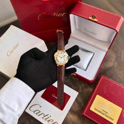 Cartier Ballon Bleu firstcopy Japanese Automatic White Dial Brown Belt Men’s Watch