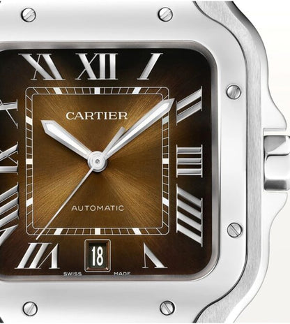 Cartier Santos De firstcopy Silver Brown Swiss ETA Movement Automatic Men’s Watch