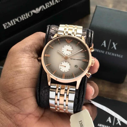 Emporio Armani AR1721 Gianni Firstcopy Two Tone Grey Dial Men's Watch