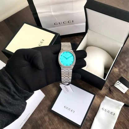 Gucci 25H firstcopy 38mm Stainless Steel Quartz Ocean Blue Dial Men’s Watch