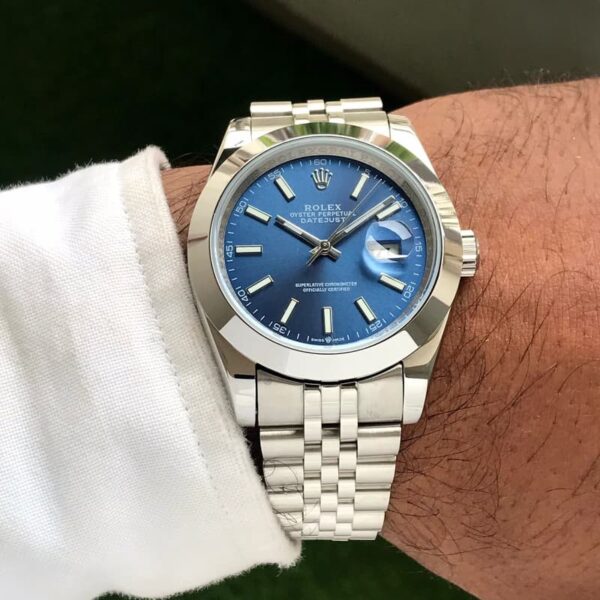 Rolex Datejust 41 Stainless Steel Silver Tone Blue Dial Japanese Automatic Mens Watch firstcopy