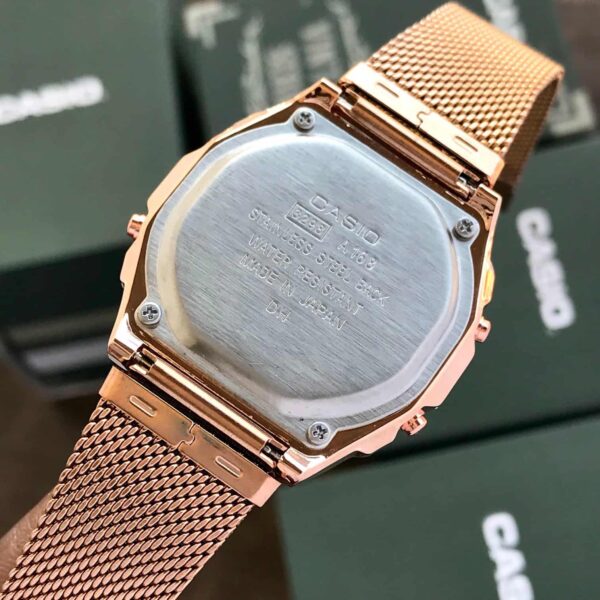 Casio Vintage firstcopy A700WM-7ADF Rosegold White Digital Dial Mesh Band Watch