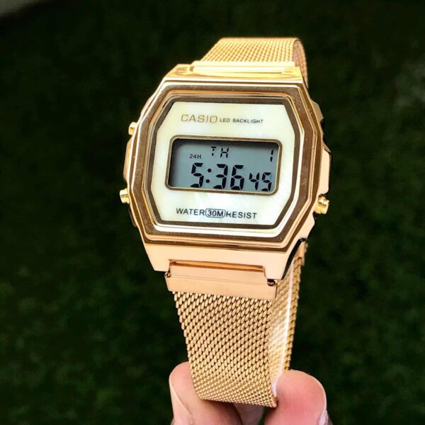 Casio Vintage firstcopy A700WM-7ADF Gold Digital Dial Mesh Band Watch