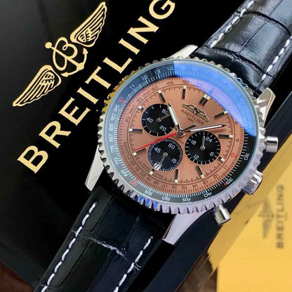 Breitling Navitimer B01 Firstcopy Brown Dial Black Leather Chronograph Men's Watch